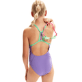 Speedo Girl's Lane Line Back Swimsuit - Purple/Green-Swimsuit-Speedo-SwimPath