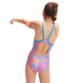 Speedo Girls' Printed Thinstrap Muscleback Swimsuit - Violet/Orange-Swimsuit-Speedo-SwimPath