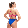 Speedo Solid Tie-Back Women’s Swimsuit - Blue/Pink-Swimsuit-Speedo-SwimPath