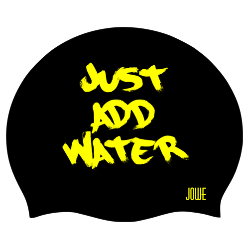 Jowe Suede Swimming Cap Just Add Water - Black Yellow-Swimming Caps-Jowe-SwimPath