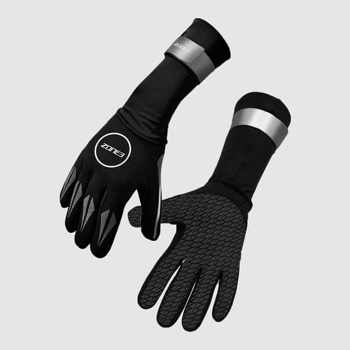 Zone3 Neoprene Swim Gloves - Black/Silver-Clothing-Zone3-SwimPath