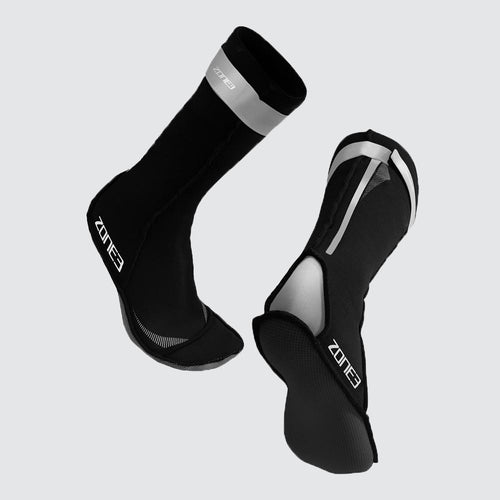 Zone3 Neoprene Swim Socks - Black/Silver-Clothing-Zone3-SwimPath